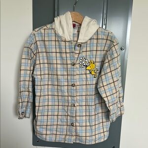 Zara Kids PEANUTS Plaid Shirt with Hood